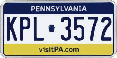 PA license plate KPL3572