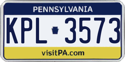 PA license plate KPL3573