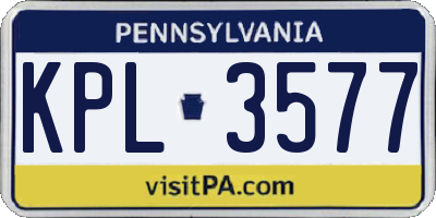 PA license plate KPL3577