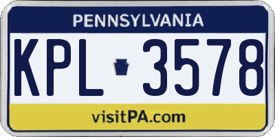 PA license plate KPL3578