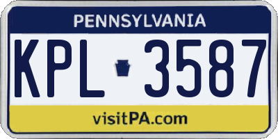 PA license plate KPL3587
