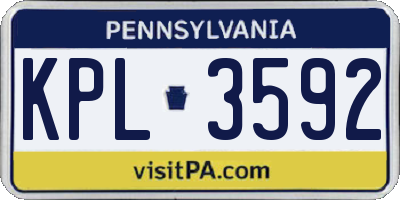 PA license plate KPL3592