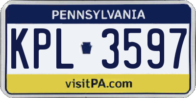 PA license plate KPL3597