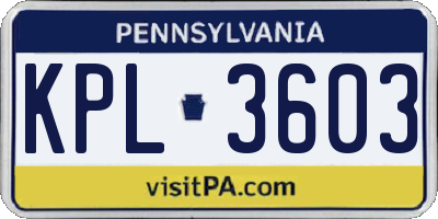 PA license plate KPL3603
