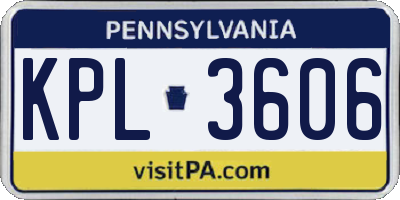 PA license plate KPL3606