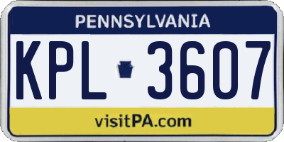 PA license plate KPL3607