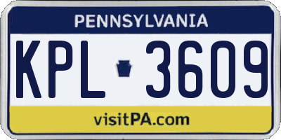 PA license plate KPL3609