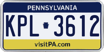 PA license plate KPL3612