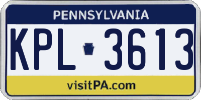 PA license plate KPL3613