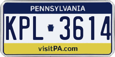 PA license plate KPL3614