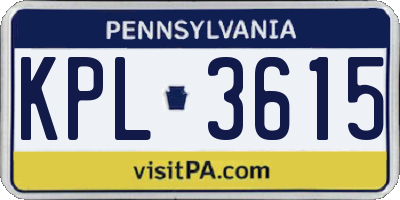 PA license plate KPL3615