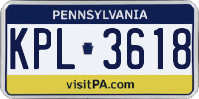PA license plate KPL3618