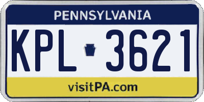 PA license plate KPL3621
