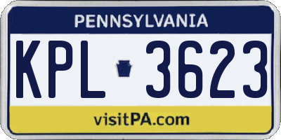 PA license plate KPL3623