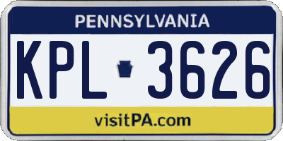 PA license plate KPL3626