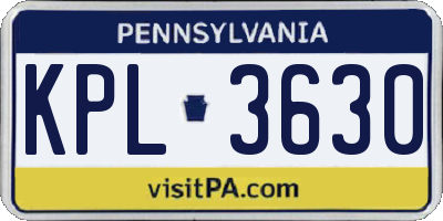 PA license plate KPL3630