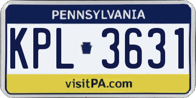 PA license plate KPL3631