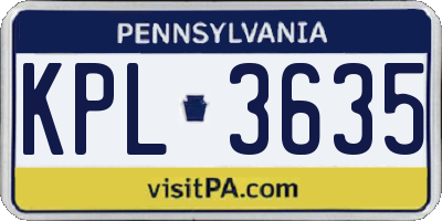 PA license plate KPL3635