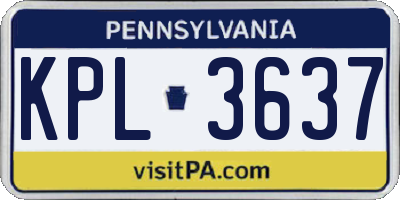 PA license plate KPL3637