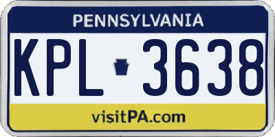 PA license plate KPL3638