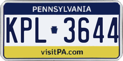 PA license plate KPL3644