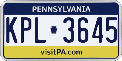 PA license plate KPL3645