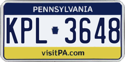 PA license plate KPL3648