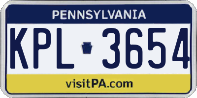 PA license plate KPL3654