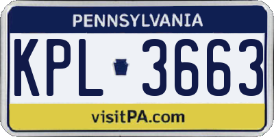 PA license plate KPL3663