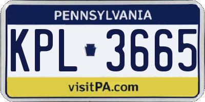PA license plate KPL3665