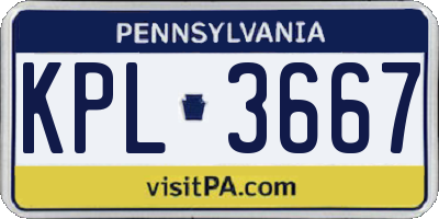 PA license plate KPL3667