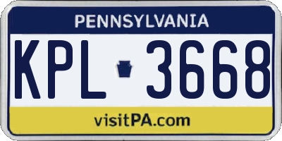 PA license plate KPL3668