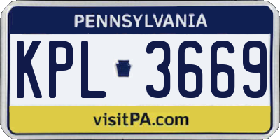 PA license plate KPL3669