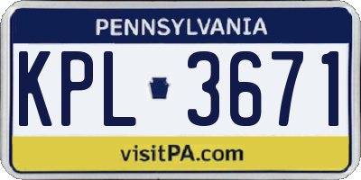 PA license plate KPL3671