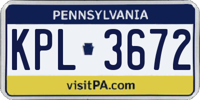 PA license plate KPL3672
