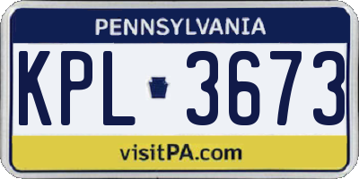 PA license plate KPL3673
