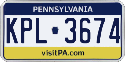 PA license plate KPL3674