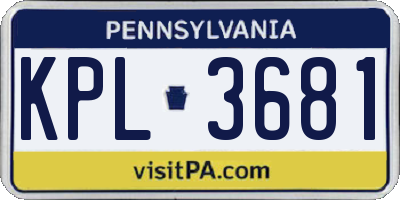 PA license plate KPL3681