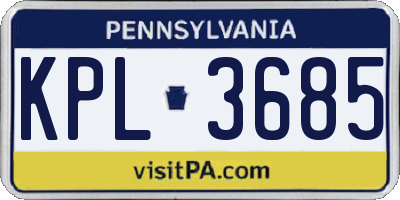 PA license plate KPL3685