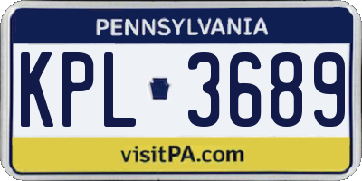 PA license plate KPL3689