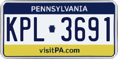 PA license plate KPL3691