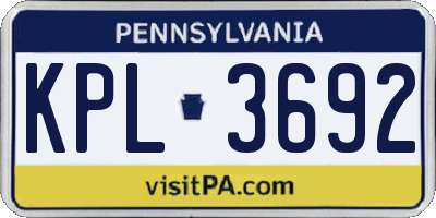PA license plate KPL3692