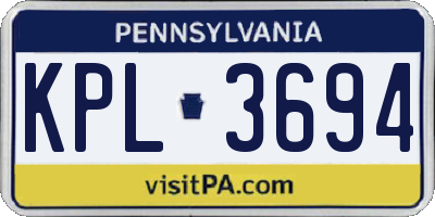 PA license plate KPL3694