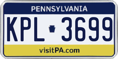 PA license plate KPL3699