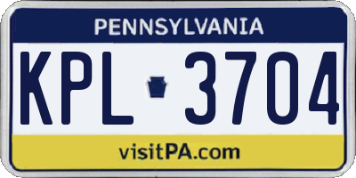 PA license plate KPL3704