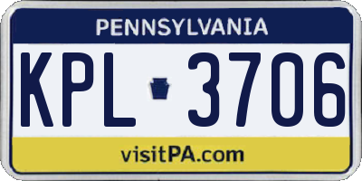 PA license plate KPL3706
