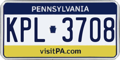 PA license plate KPL3708
