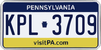 PA license plate KPL3709