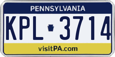 PA license plate KPL3714