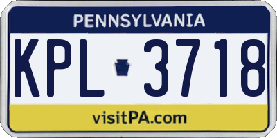 PA license plate KPL3718
